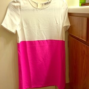 Pink & White Cocktail Dress — Size XS
